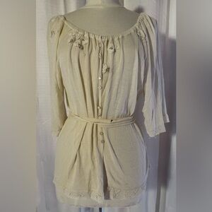 Rebecca Taylor Cream Button Down Blouse L